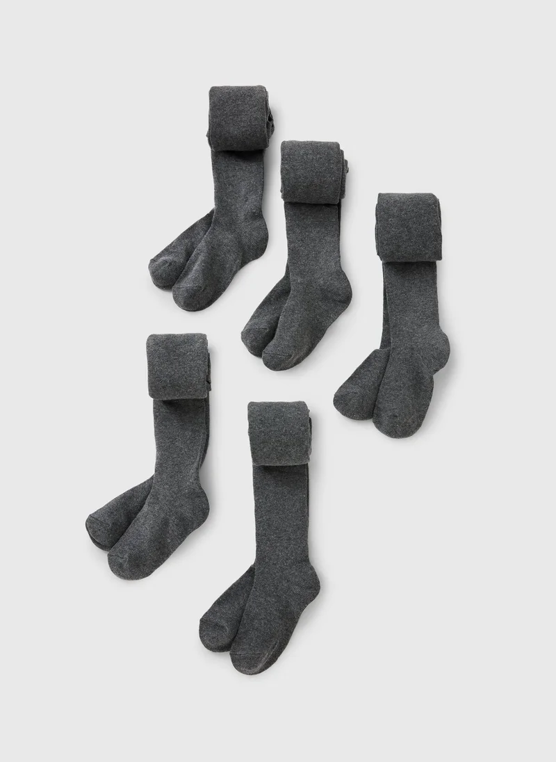 5 Pack Girls Grey Soft Tights